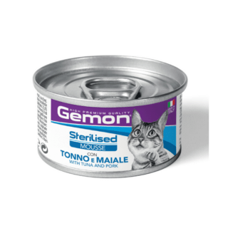 GEMON CAT ADULT STERILISED TUNA & PORT MOUSSE TINS 85g