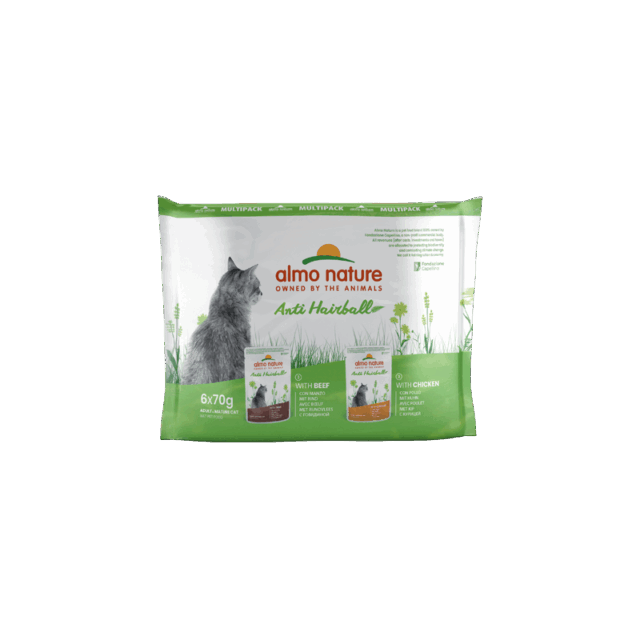 Almo Nature Multipack Anti-hairball- Beef & Chicken – 6x70g