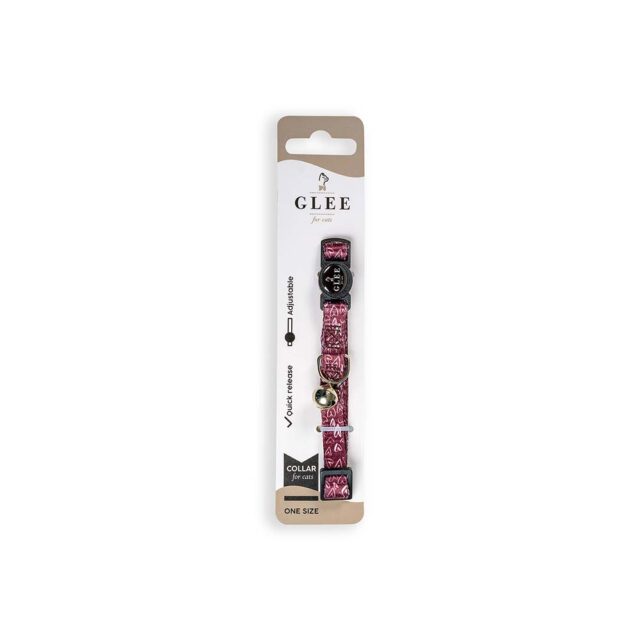 GLEE COLLARS WITH WEBBING TAPE, PLASTIC CLASP AND BELL, HEARTS 10mm x 30cm