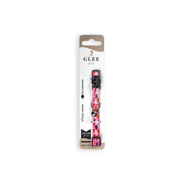 GLEE COLLARS WITH WEBBING TAPE, PLASTIC CLASP AND AND BELL PINK FISHES 10mm x 30cm