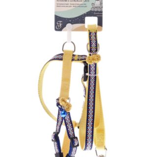 CAT LEASH+HARNESS SET LARGE YELLOW