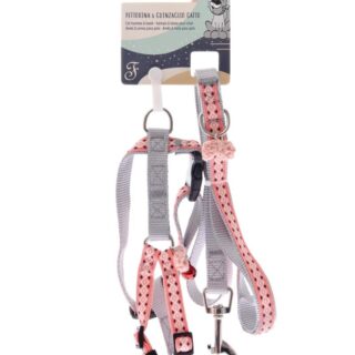 CAT LEASH+HARNESS SET LARGE GREY
