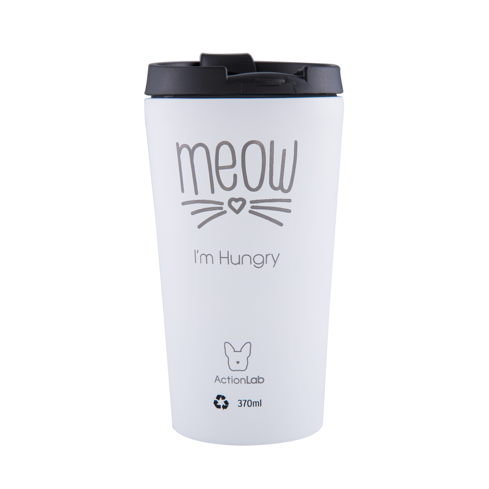 MEOW I'M HUNGRY COFFEE THERMOS 370ML WHITE
