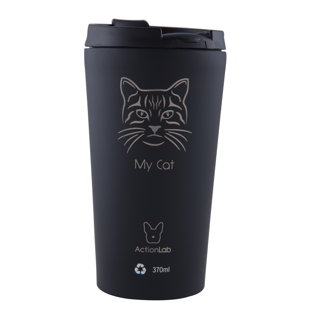 MY CAT COFFEE THERMOS 370ML BLACK