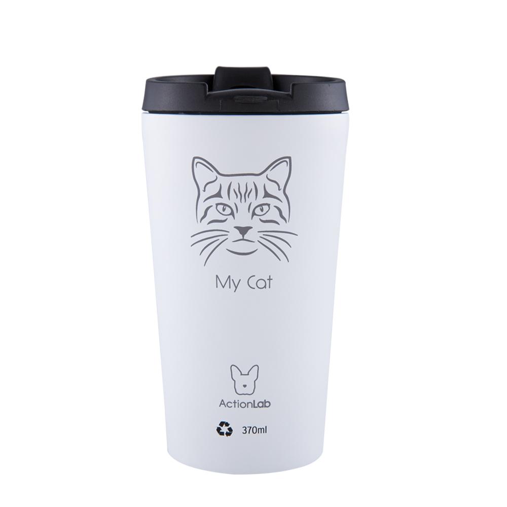 MY CAT COFFEE THERMOS 370ML WHITE