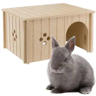 LARGE WOODEN RABBIT HOUSE SIN 4647 37X27.7X H20CM