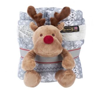 SCRUFFS - SANTA PAWS BLANKET & REINDEER SET GREY