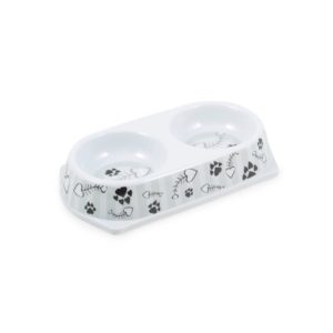 GREY STRIPE TWIN CAT BOWL