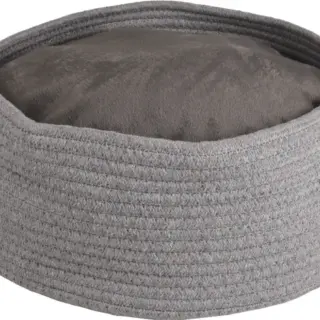 BASKET HEBE ROUND + CUSHION GREY DIA. 33x15CM