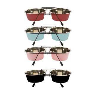 DINNER SET WIRE STAND + BOWLS 1890ML-L-2X21CM