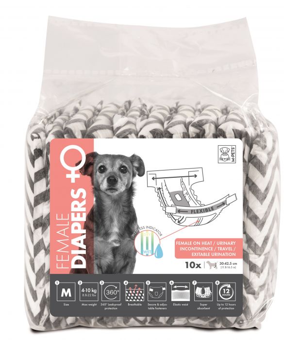 M PETS DIAPERS FEMALE MEDIUM 10 PCS