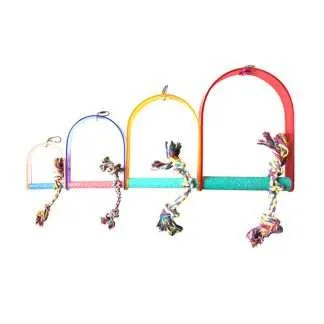 ACRYLIC BIRD SWING WITH COARSE SHELL SANDY WOODEN PERCH 330X210X42MM