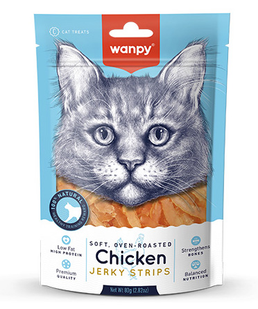 WANPY - SOFT CHICKEN JERKY STRIPS 80GR