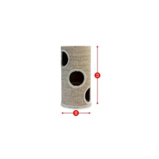 Beige scratcher with holes for cats - 36 x 36 x 70 cm