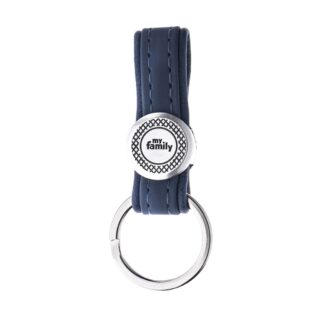BILBAO KEYRING BLUE LEATHERETTE ANTIQUE SILVER FINISHING