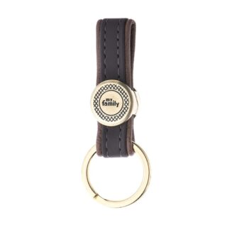 BILBAO KEYRING BROWN LEATHERETTE ENGLISH BRASS FINISHING