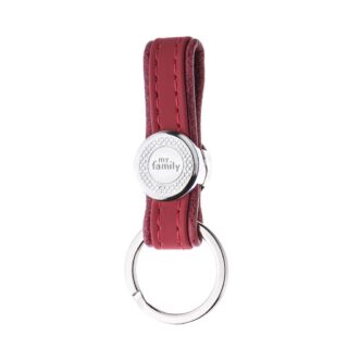 BILBAO KEYRING RED LEATHERETTE WHITE BRONZE FINISHING