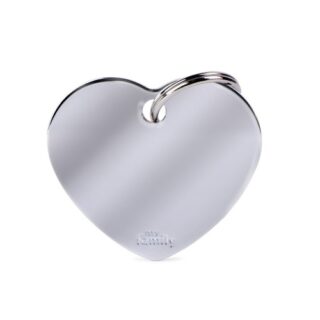 My Family ID Tag Basic collection Big Heart in Chrome Plated Brass