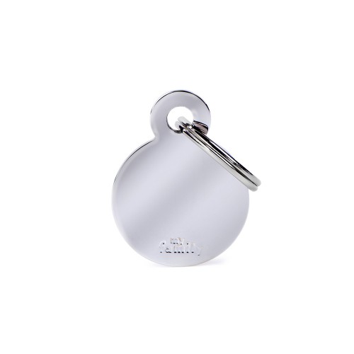 My Family ID Tag Basic collection Small Round in Chrome Plated Brass