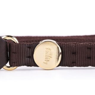MyFamily Milano Dog Leash in Premier Quality Italian Brown Nylon and Rope with 24K Gold Plated finishing