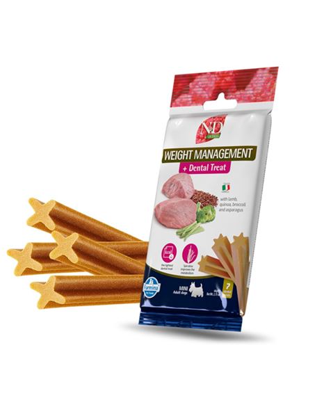 Farmina N&D Quinoa Mini Adult Dog Weight Management Treat with lamb,quinoa and asparagus 60 g / 7 dental treats