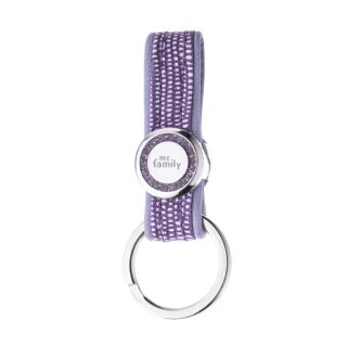 SAINT TROPEZ KEYRING LILAC LEATHERETTE WHITE BRONZE FINISHING