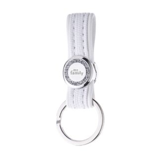 SAINT TROPEZ KEYRING WHITE LEATHERETTE WHITE BRONZE FINISHING