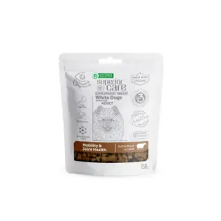 NATURE'S PROTECTION  complementary grain free feed - snacks to support mobility and joint health with lamb for adult all breed dogs with white coat 150G